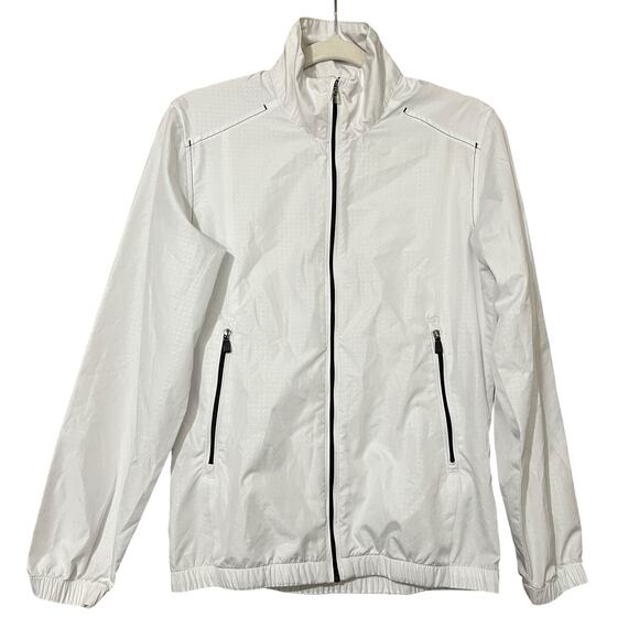 Adidas Women's ClimaProof Jacket XS White Windbreaker Outdoor Golf Running - Picture 1 of 8